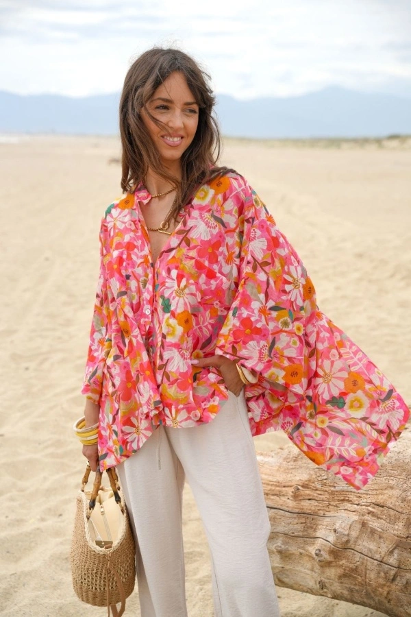 CHEMISIERS FLEUR SAUMON : Chemisiers floraux chics pour vous