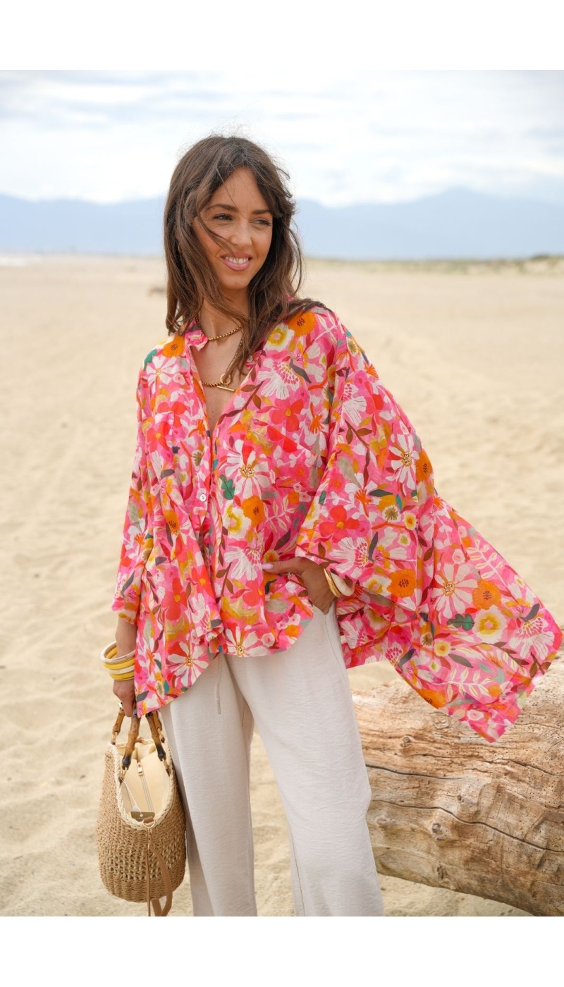 BLUSA A FIORI SALMONE: camicette floreali chic per te