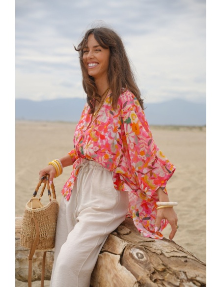 BLUSA A FIORI SALMONE: camicette floreali chic per te