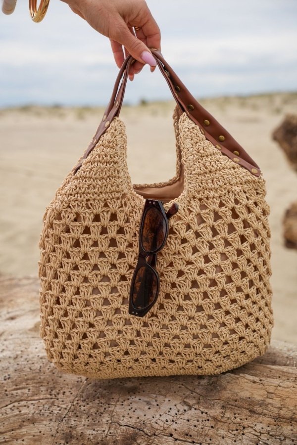 Borsa in rafia marrone MALAGA