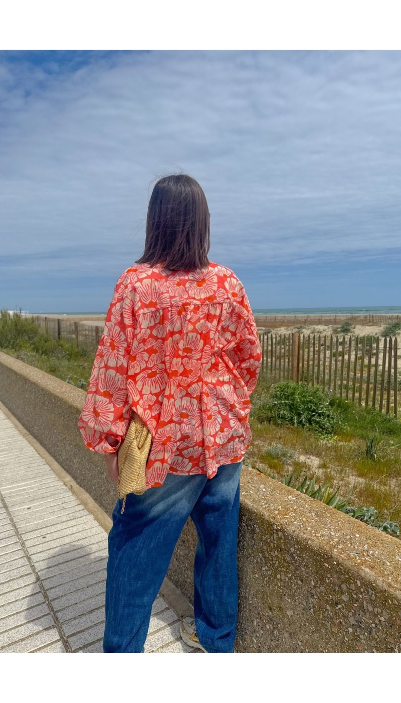 Blusa Flores Salmão CAMERON