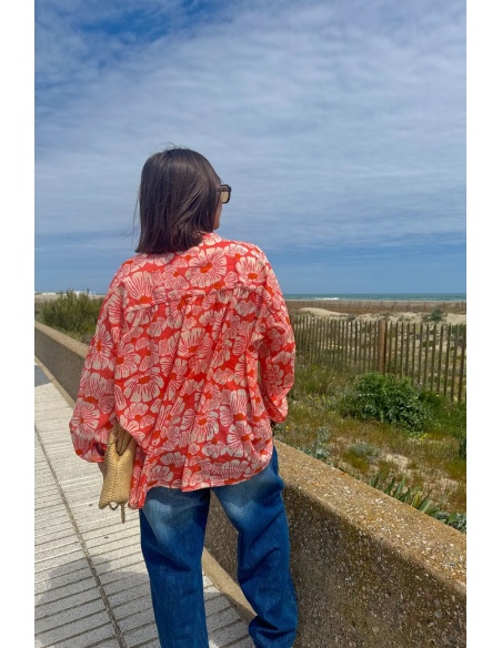Blusa Flores Salmão CAMERON