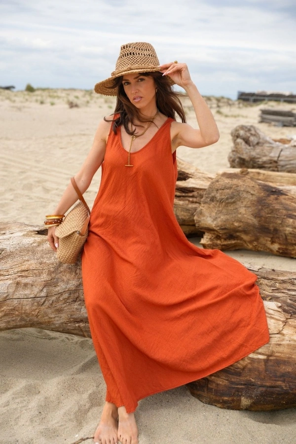 Robe Longue Brique TINOS