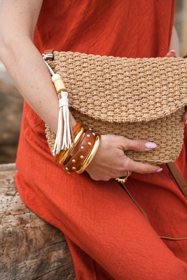 Sac Paille Pompon HIZA