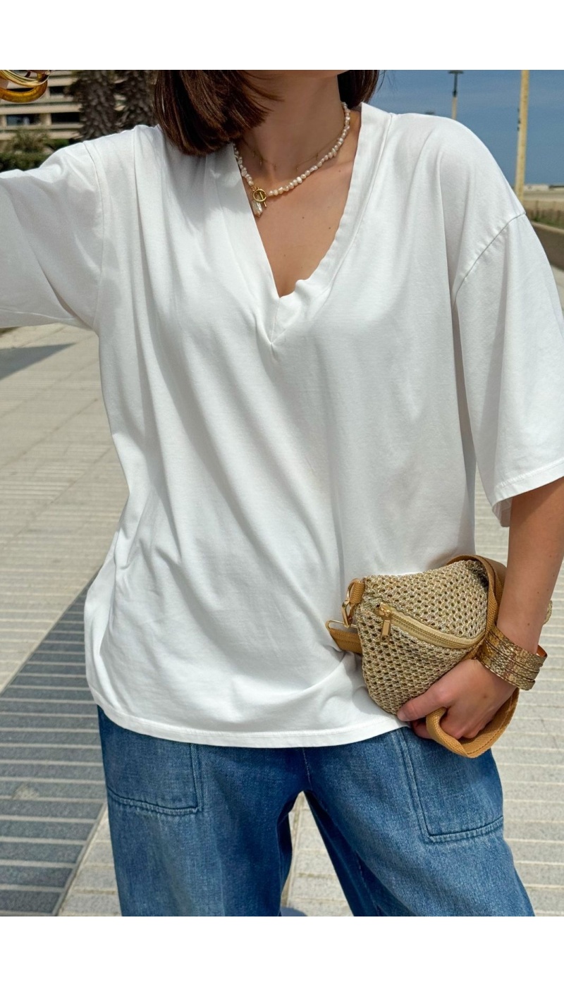 T-SHIRT MC FEMME ORANGE BLANC