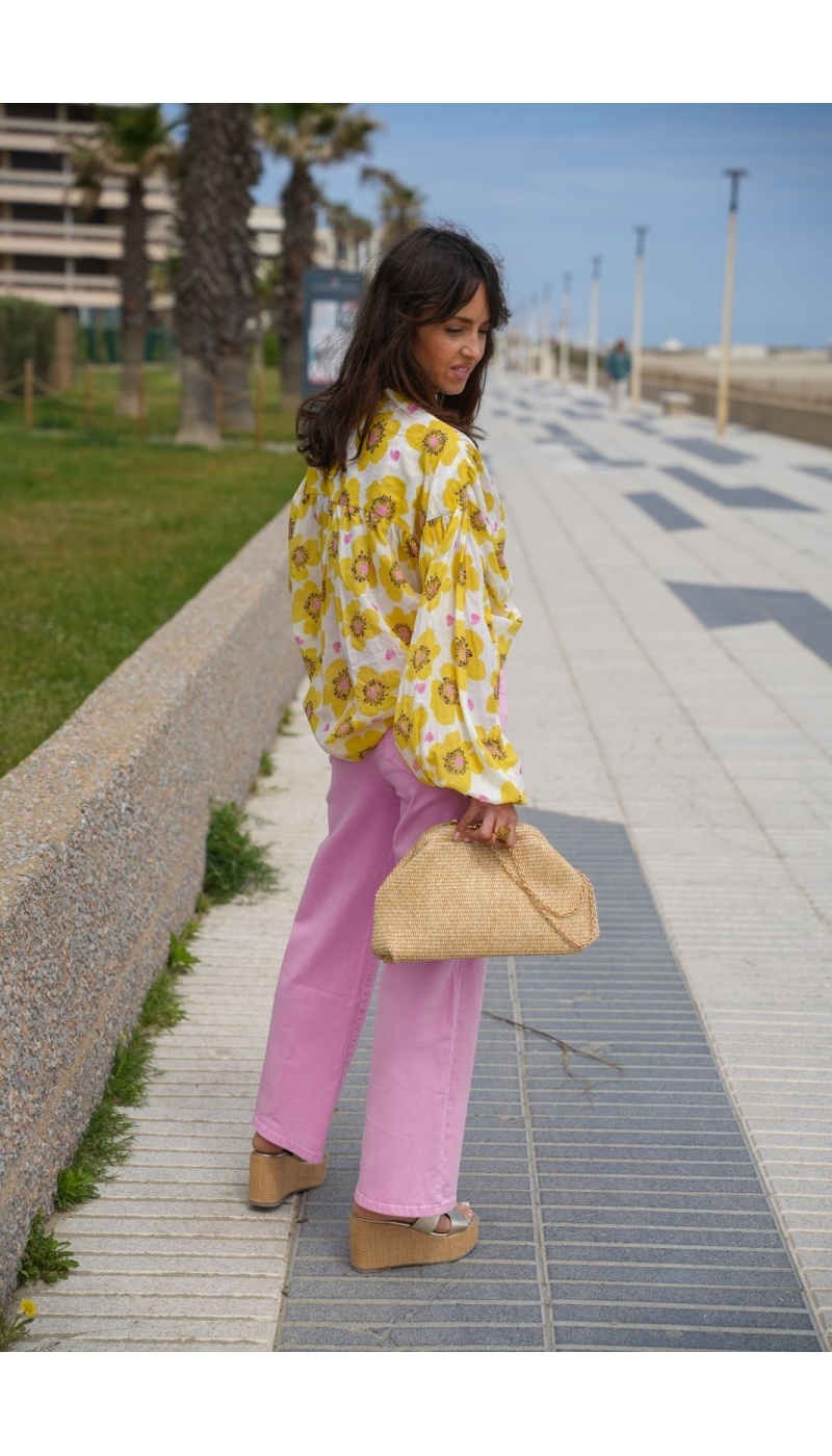 PANDORA Yellow Flowers Blouse - Women's Spring Elegance