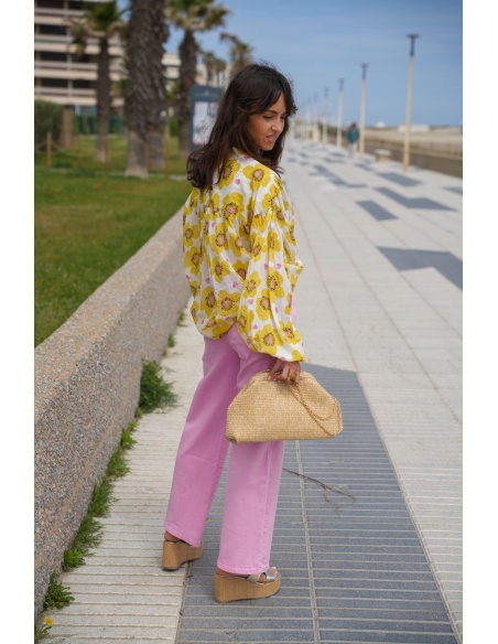 PANDORA Yellow Flowers Blouse - Women's Spring Elegance