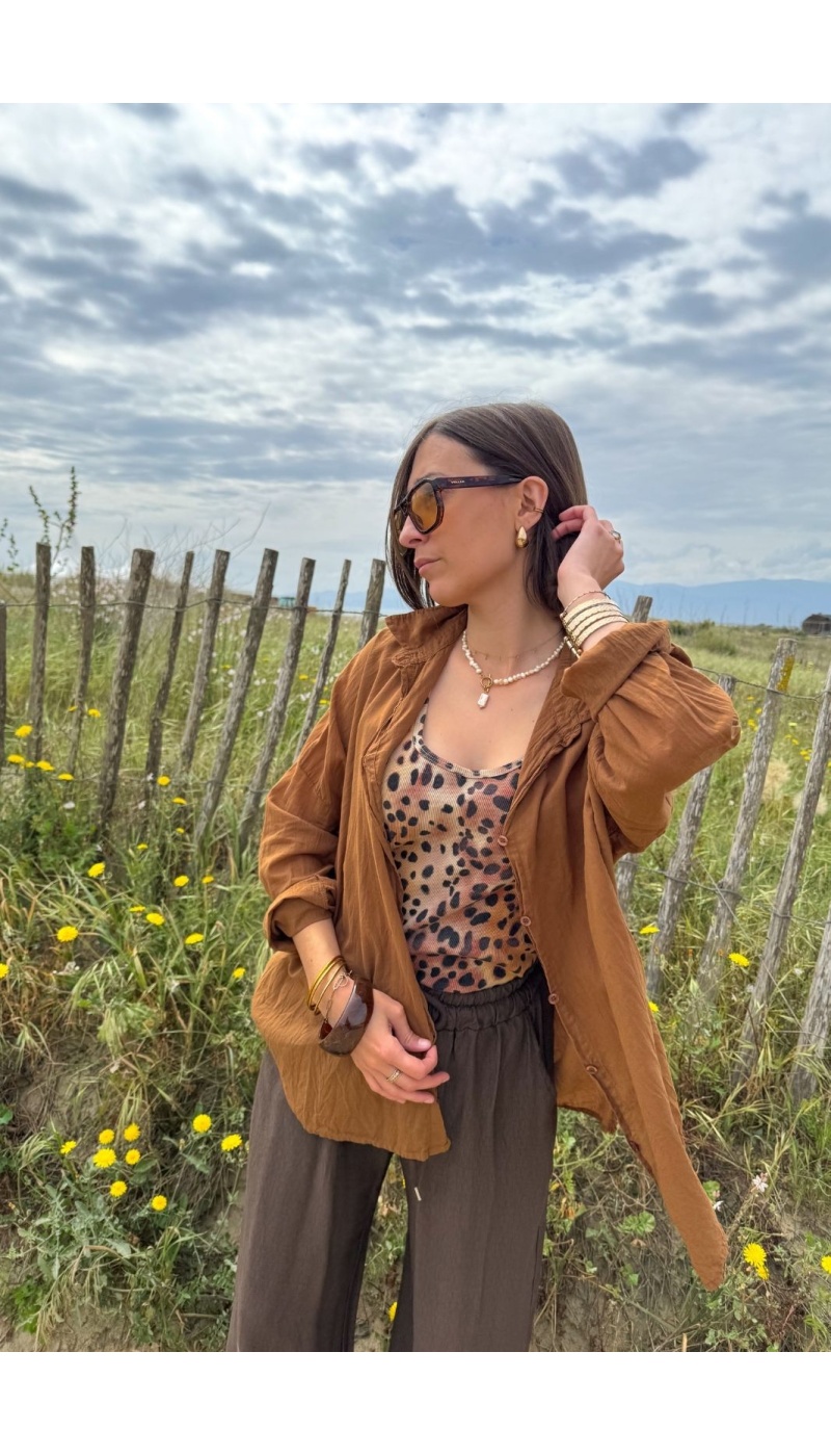 Blusa Banditas AGATA Camel - Top Chic y Elegante