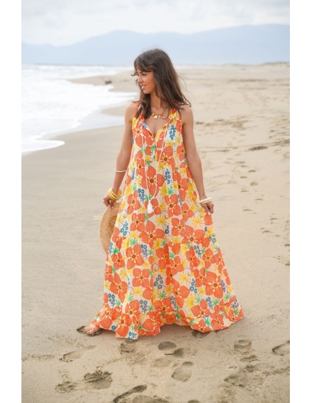 ROBES FEMME FLEUR ORANGE