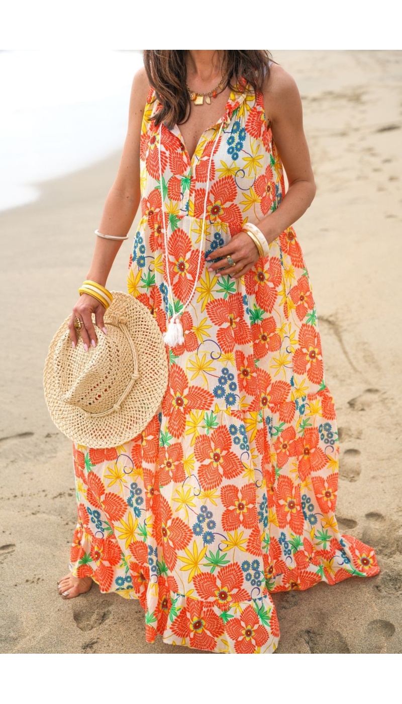 ROBES FEMME FLEUR ORANGE