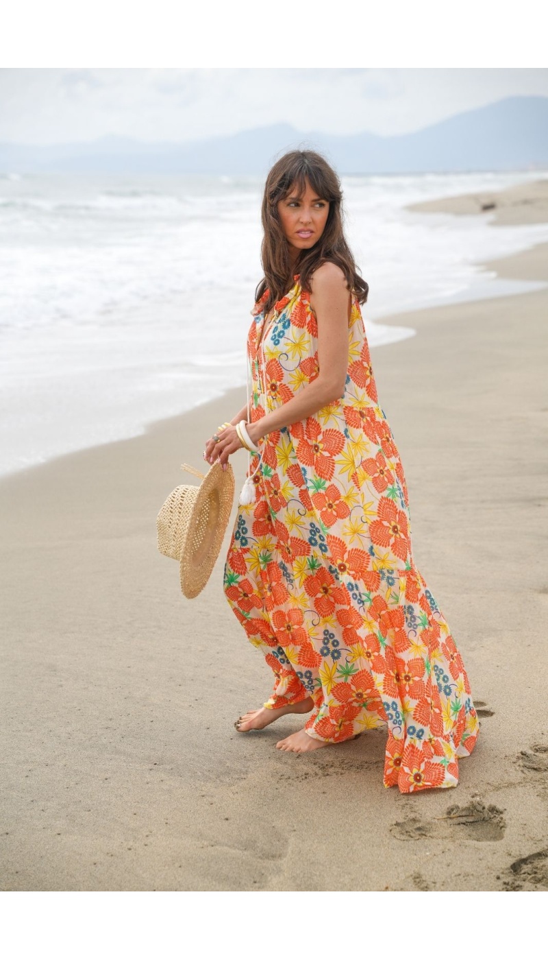 ROBES FEMME FLEUR ORANGE