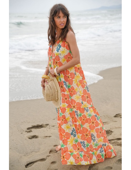 ROBES FEMME FLEUR ORANGE