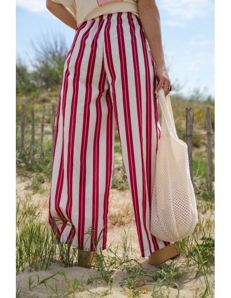PANTALONS VILLE FEMME ECRU ROUGE