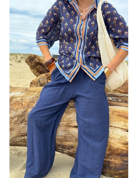 Pantalon Léger Marine JUSA - Élégance et Confort Assuré