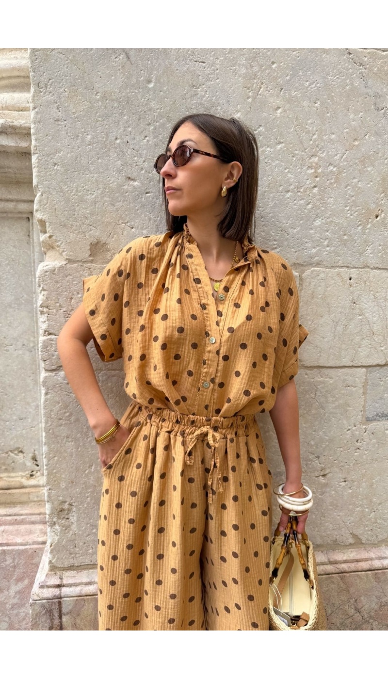 Blusa a pois cammello COLETTE