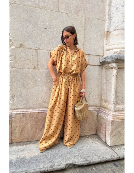 PANTALON FEMME POIS CAMEL E26