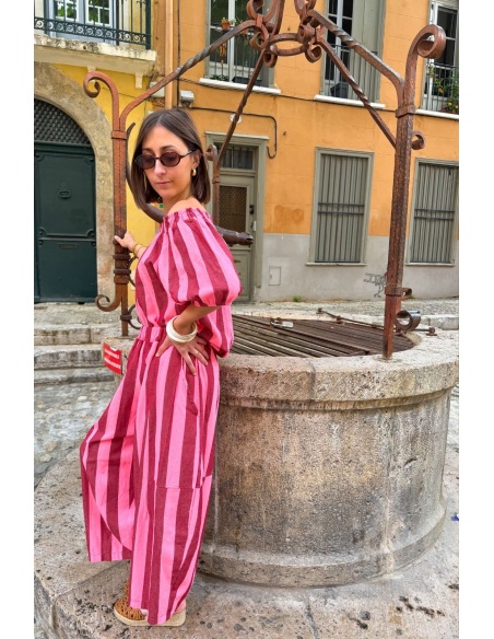 ZELIE Top de rayas rosa