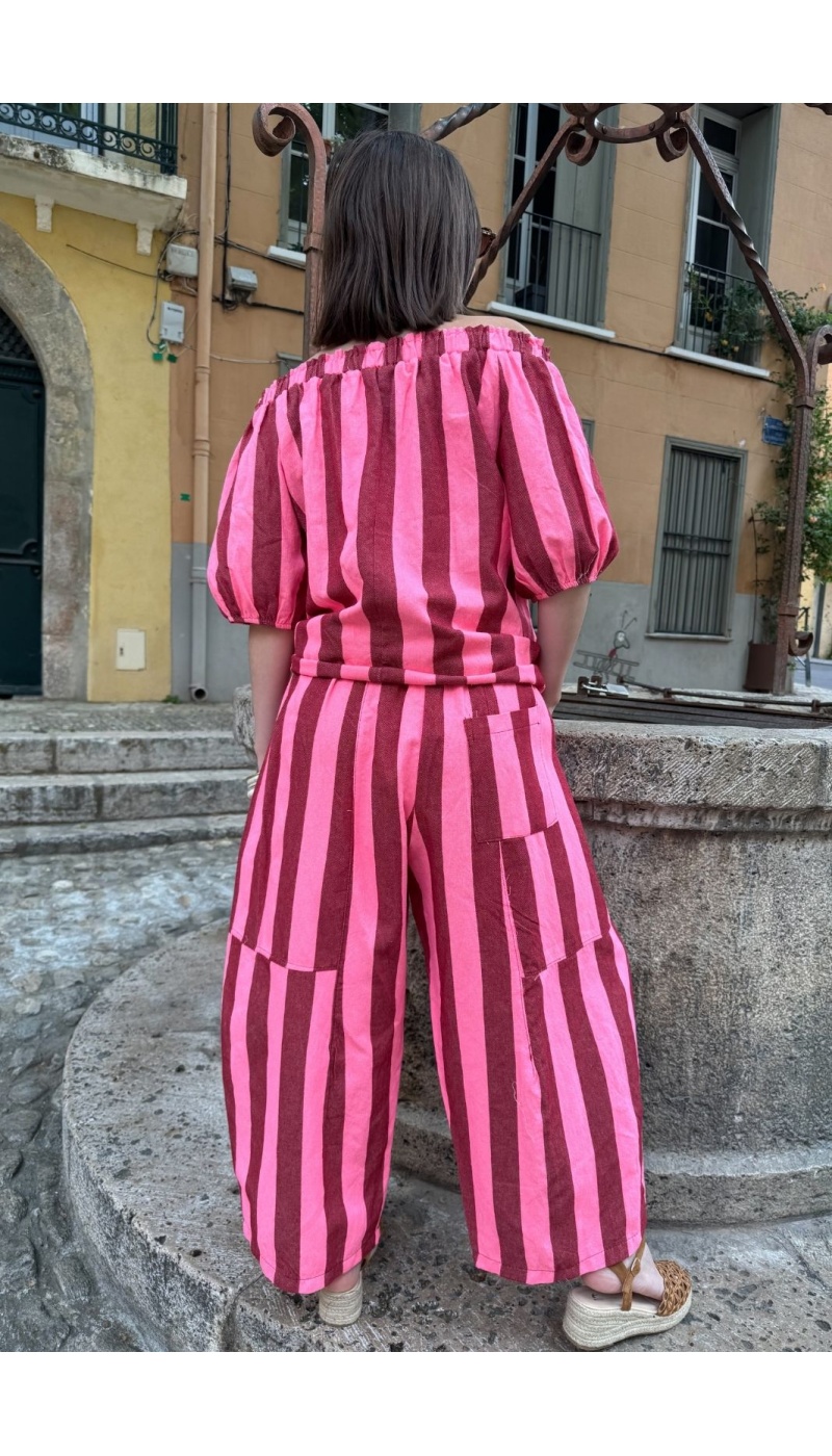 PANTALON FEMME RAYE ROSE E26