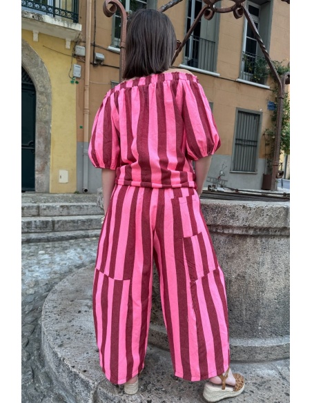 PANTALON FEMME RAYE ROSE E26