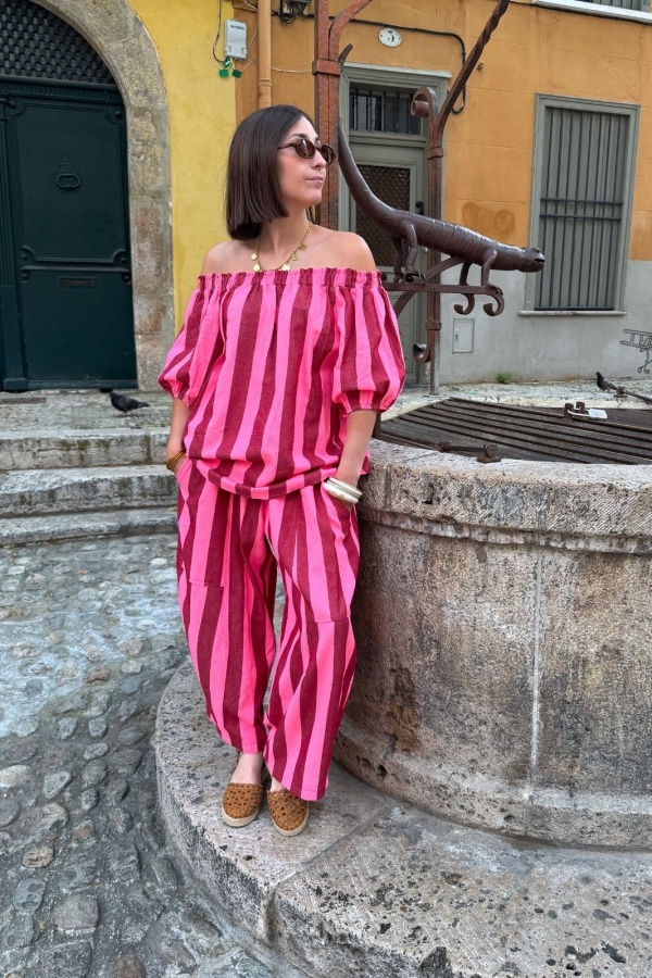 PANTALON FEMME RAYE ROSE E26 2