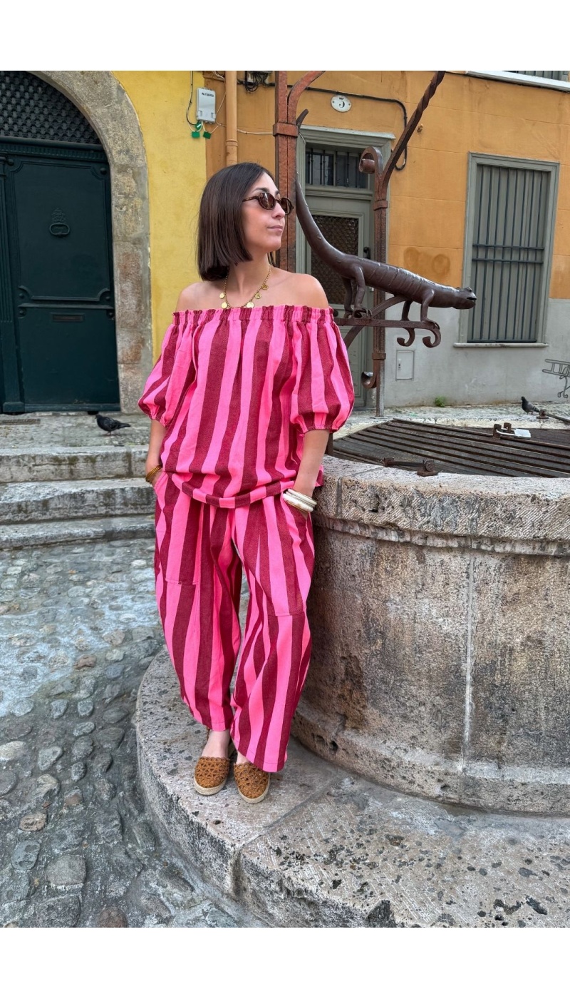 PANTALON FEMME RAYE ROSE E26