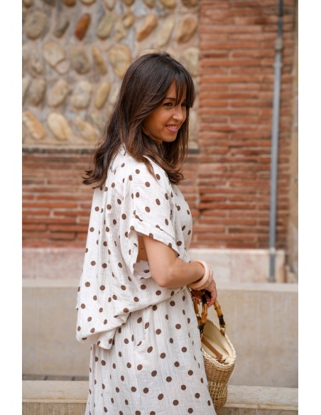 Ecru Polka Dot Blouse COLETTE