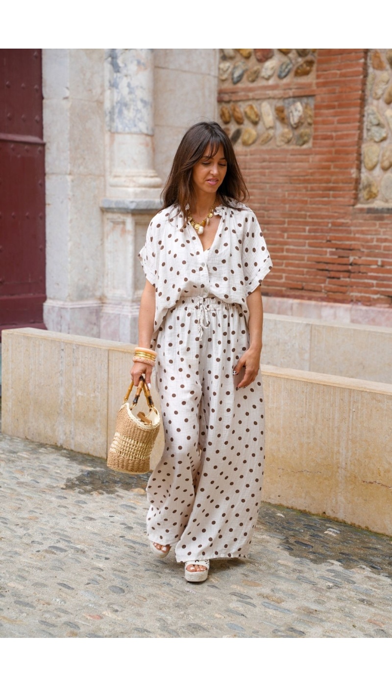 Ecru Polka Dot Blouse COLETTE
