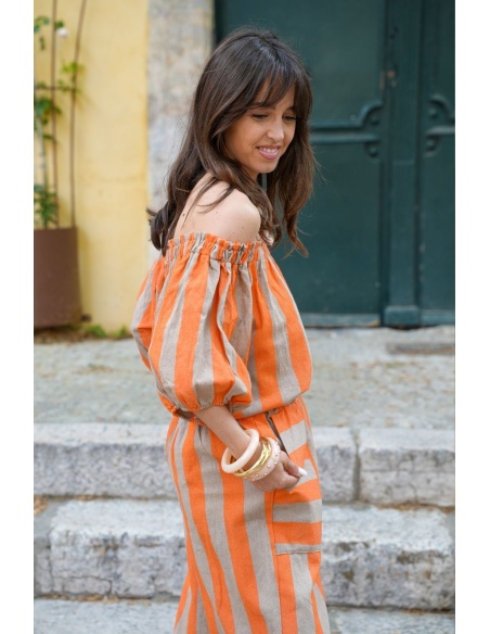 Top Listrado Laranja Zelie