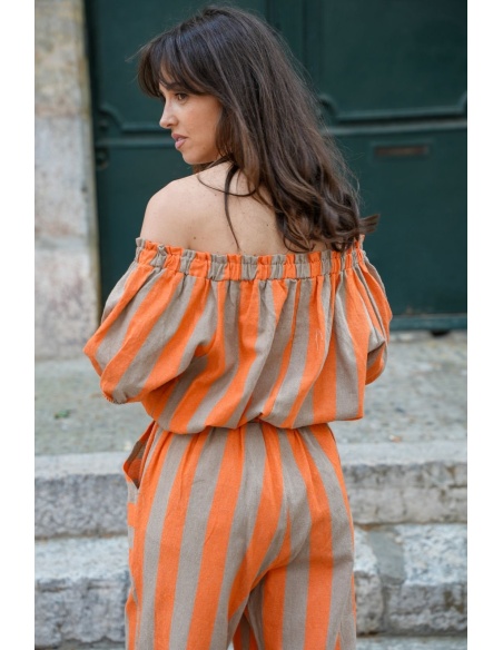 Zelie Orange gestreiftes Oberteil