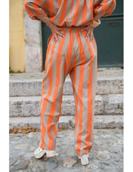 Pantalon Rayé Orange ELMA