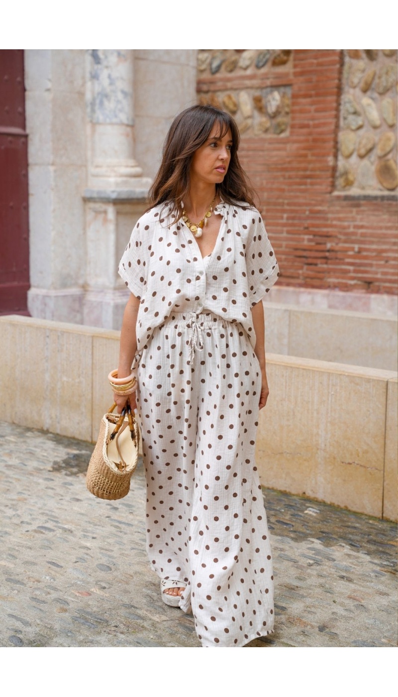 Pantalon Pois Ecru SUZIE