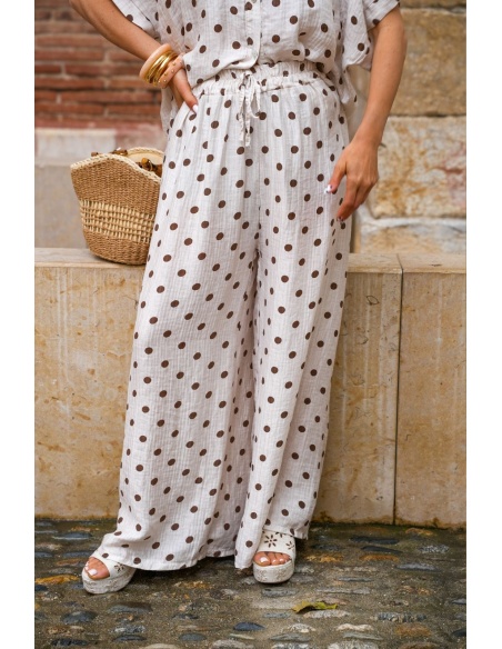 Pantalon Pois Ecru SUZIE
