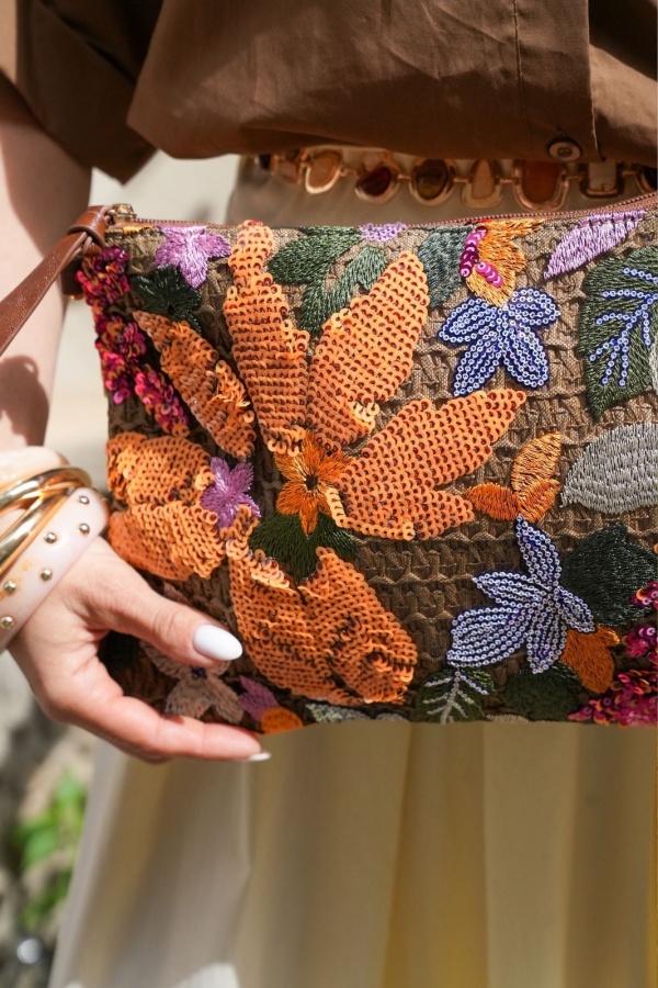 POCHETTE FLEURS ORANGE 2