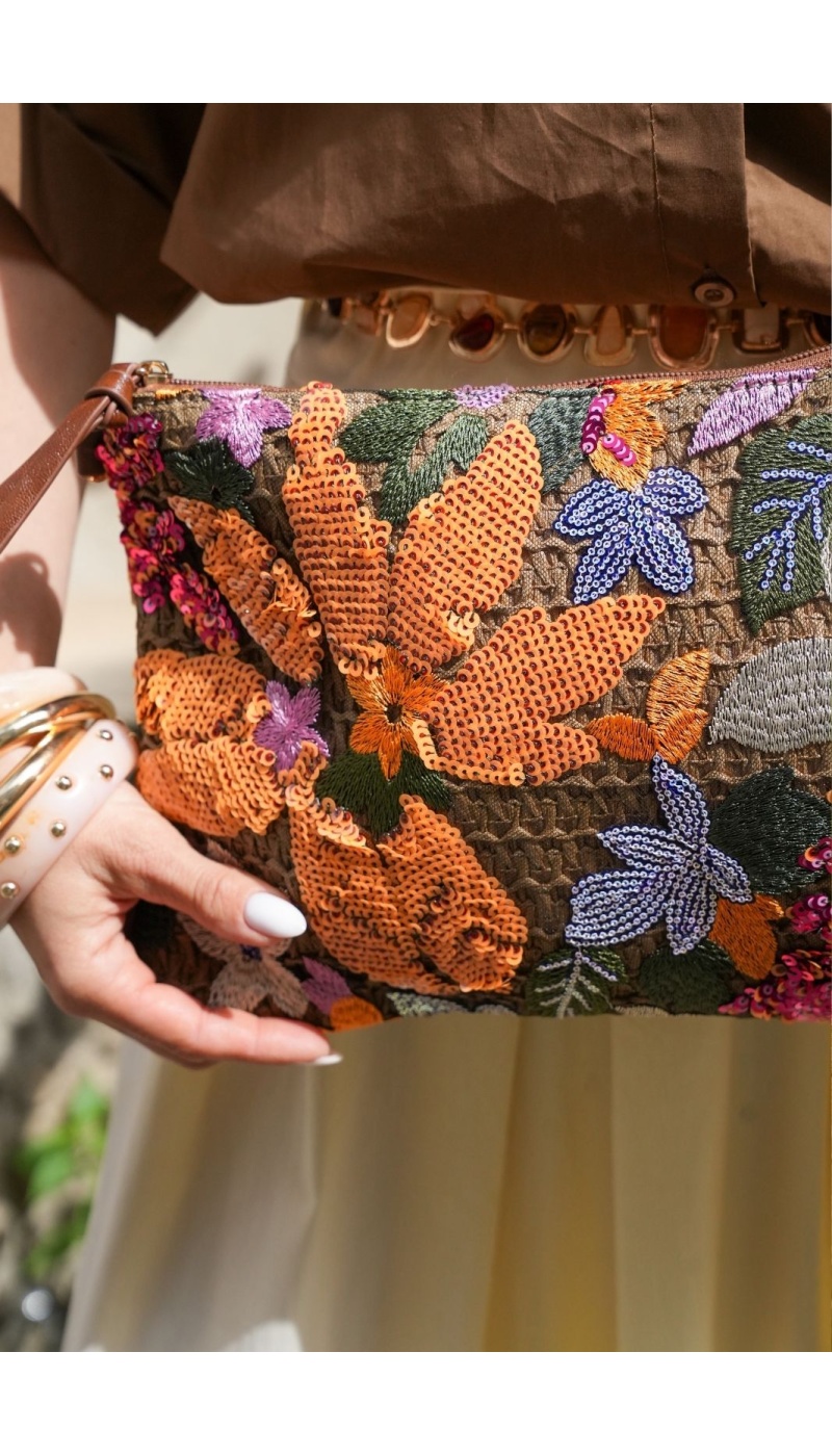 POCHETTE FLEURS ORANGE