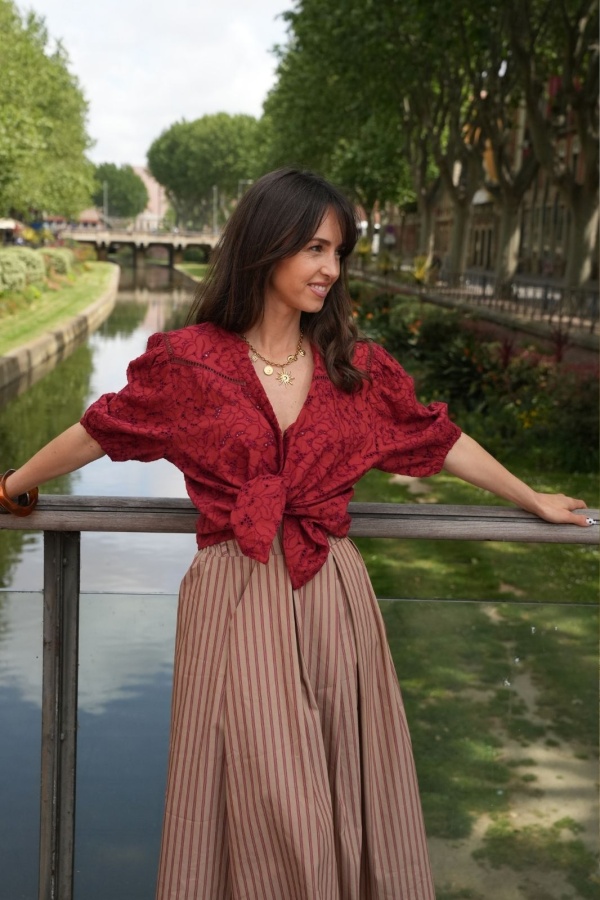 goa sea 75 EMBROIDERED WINE BLOUSE