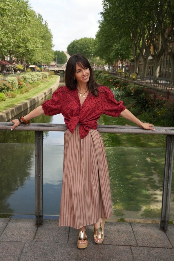 ROBES FEMME RAYE CAMEL