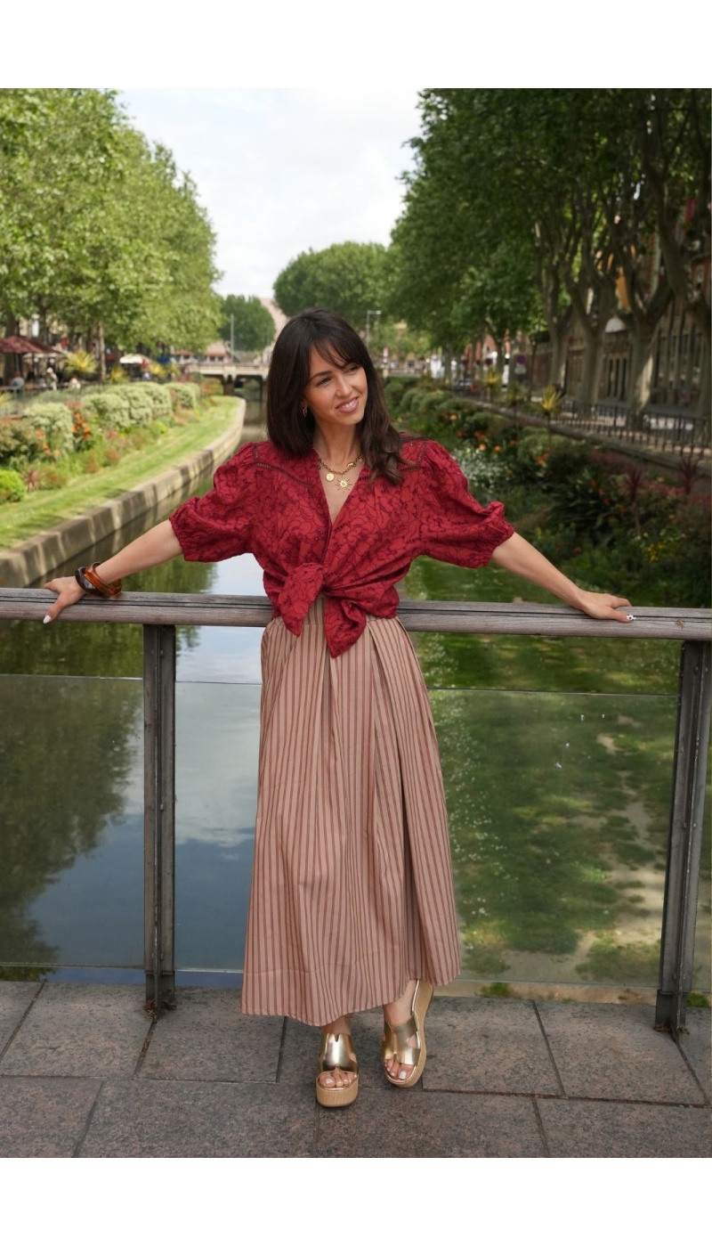 ROBES FEMME RAYE CAMEL