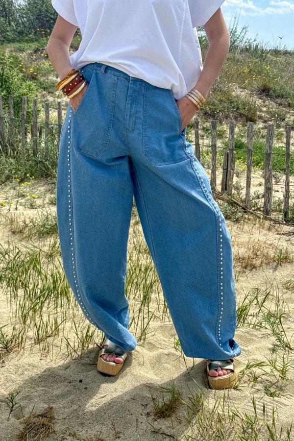 PANTALON FEMME CLOU DENIM