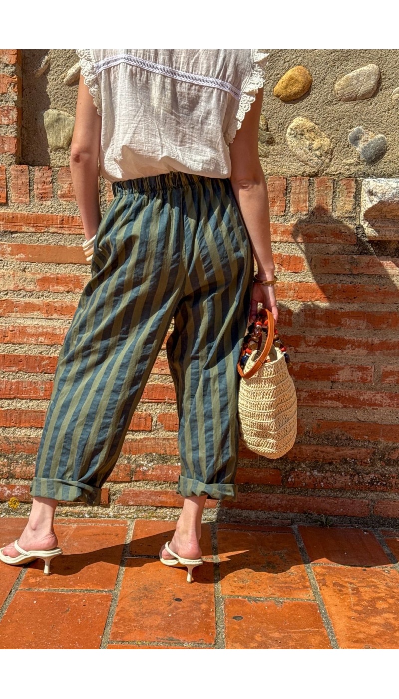 PANTALON FEMME RAYE MARINE E26