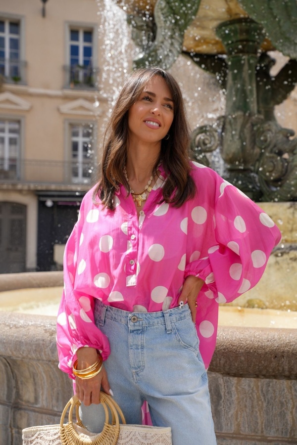 CHEMISIERS POIS ROSE E26