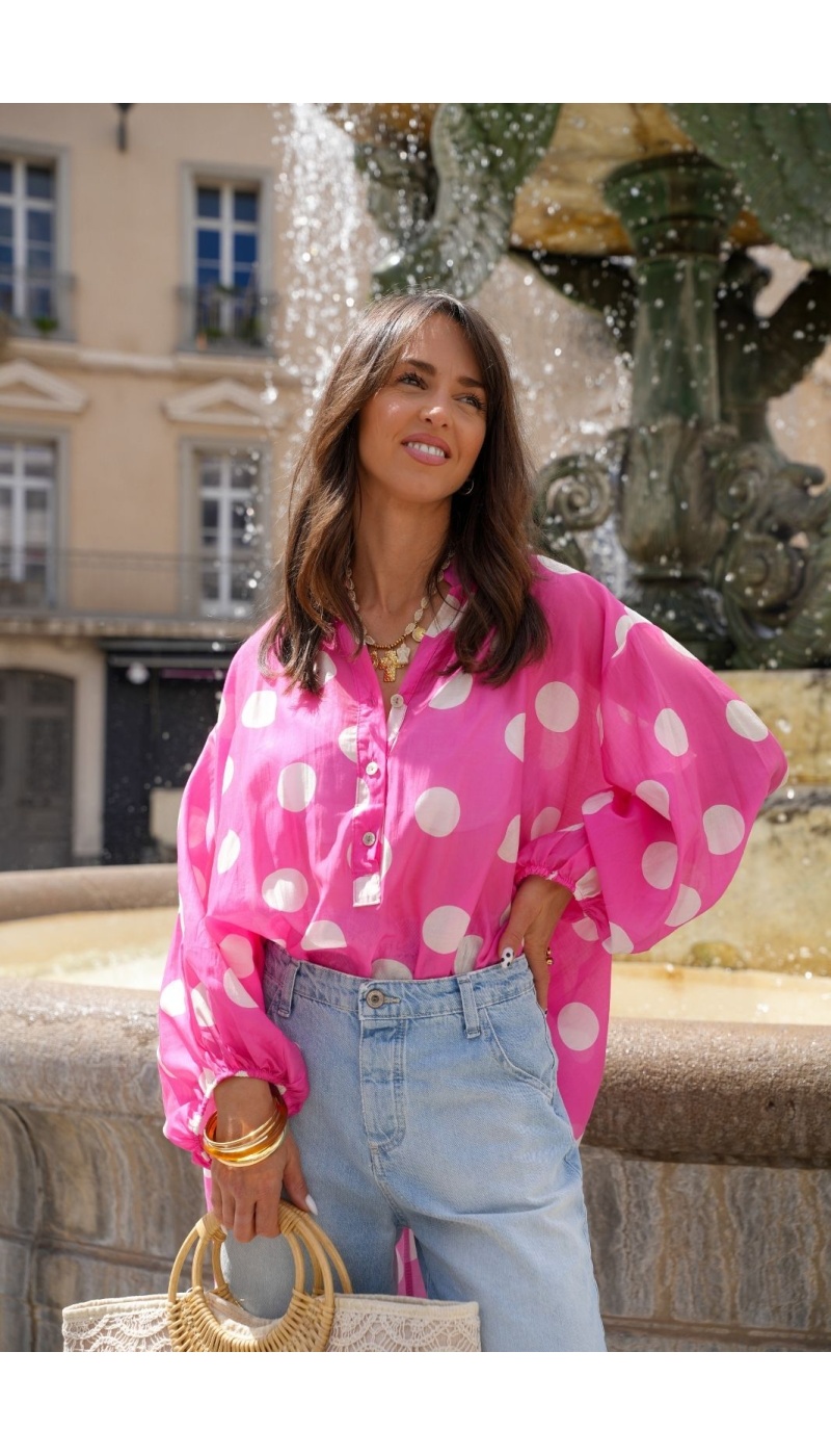 CHEMISIERS POIS ROSE E26