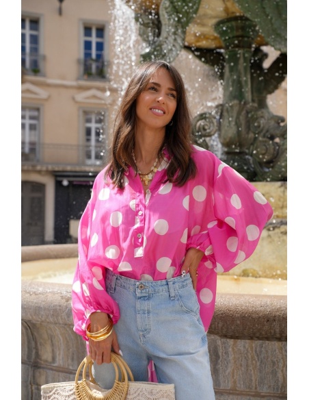 CHEMISIERS POIS ROSE E26