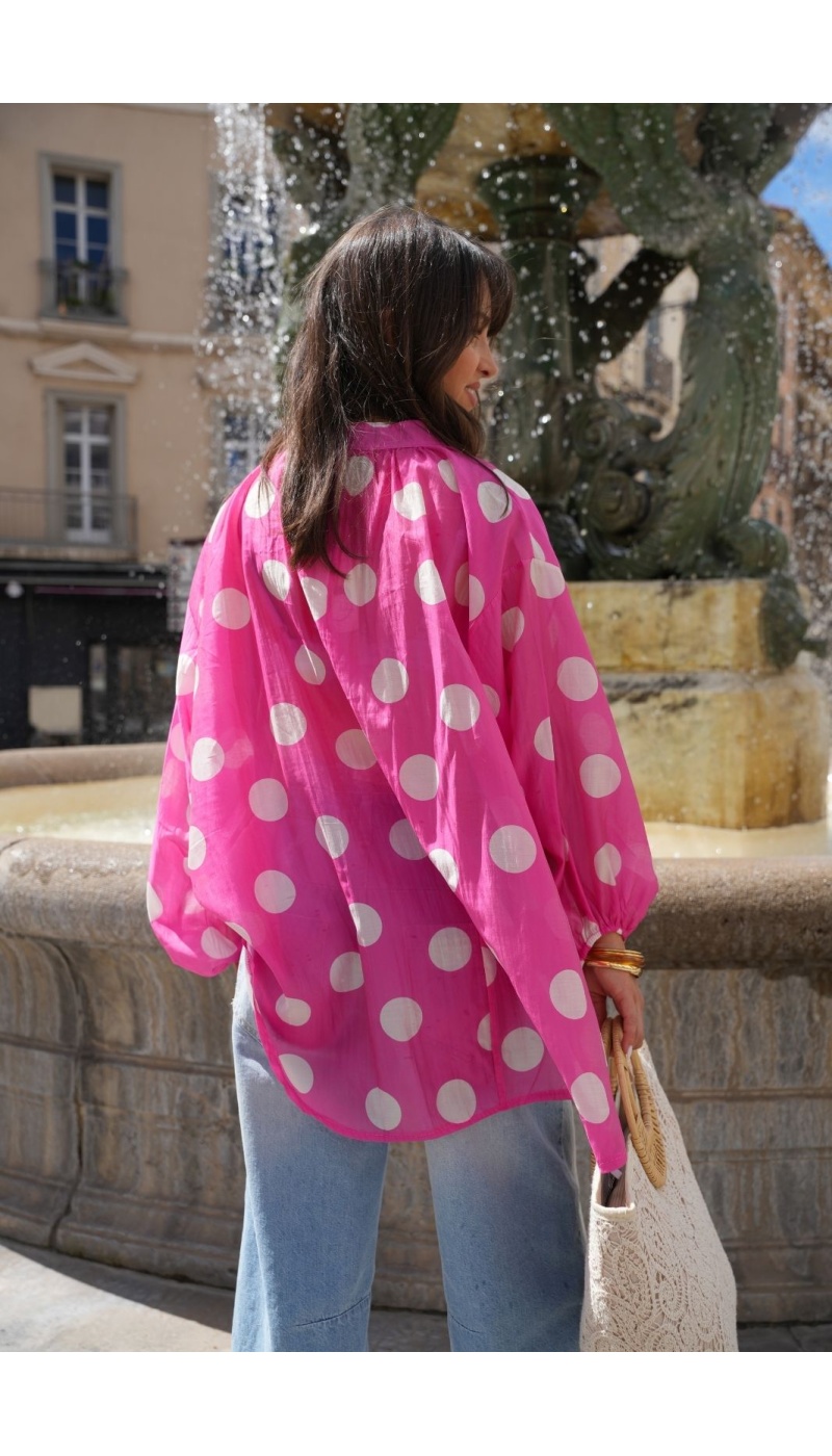 CHEMISIERS POIS ROSE E26