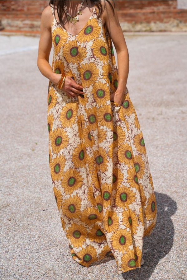 ROBES FEMME FLEURS JAUNE E26 2