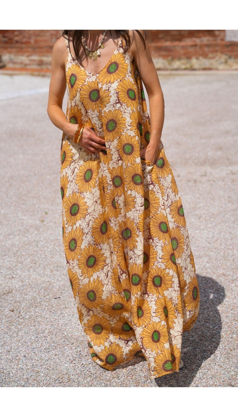 ROBES FEMME FLEURS JAUNE E26