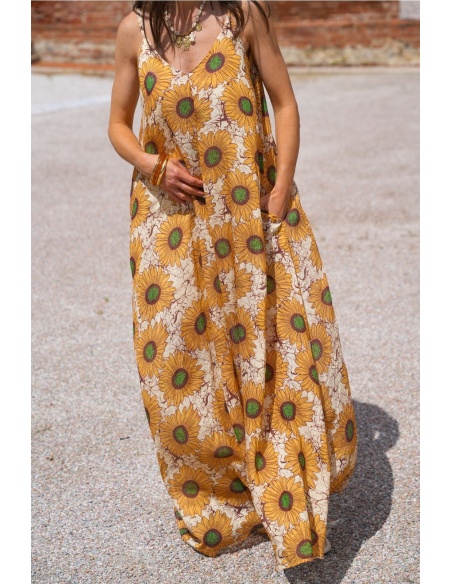 ROBES FEMME FLEURS JAUNE E26