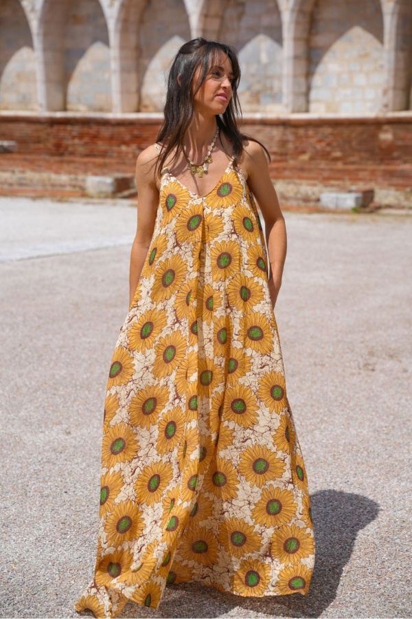 ROBES FEMME FLEURS JAUNE E26