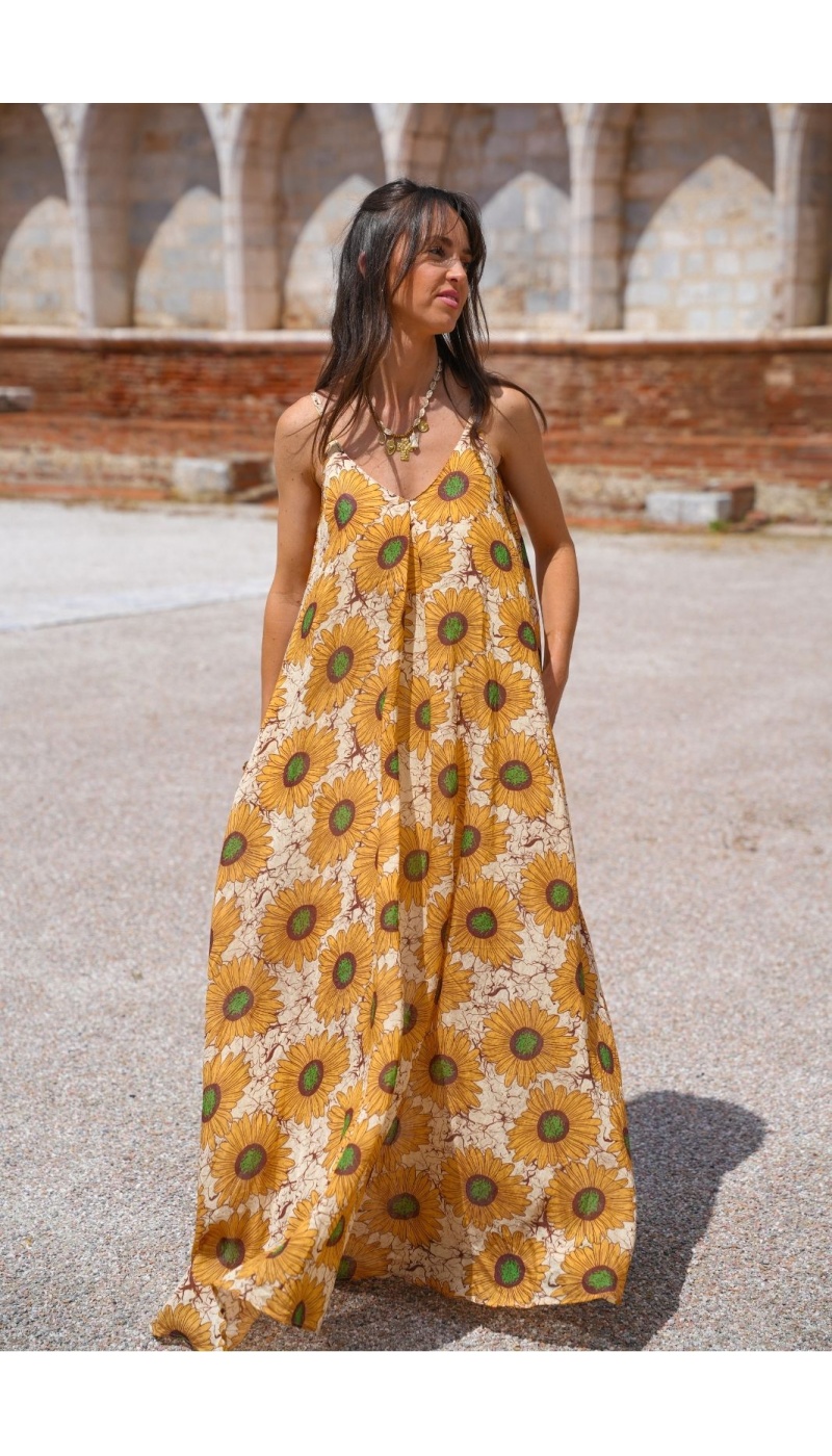 ROBES FEMME FLEURS JAUNE E26