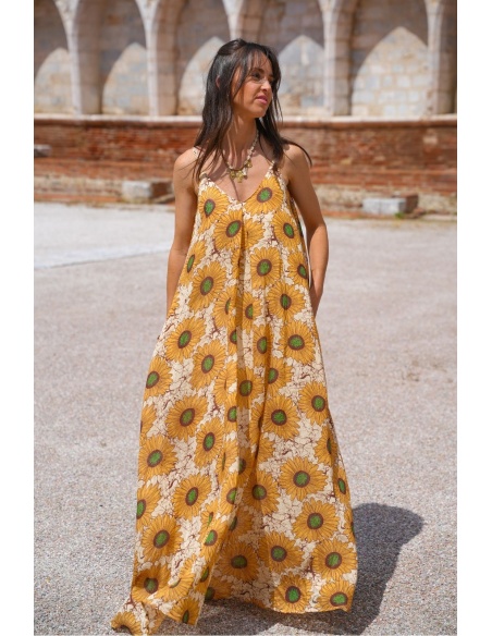 ROBES FEMME FLEURS JAUNE E26