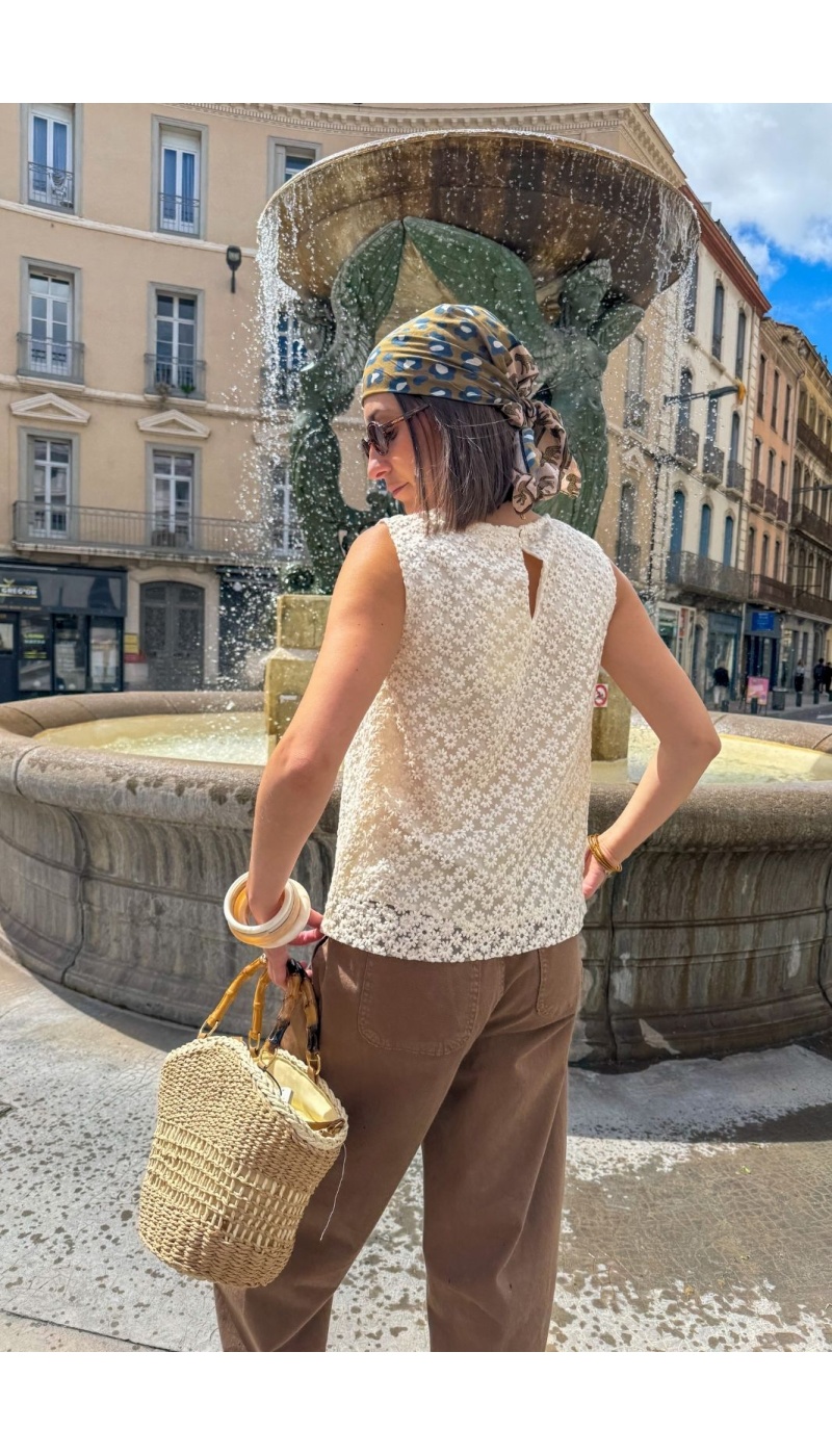 TOP FEMME DENTEL ECRU E26